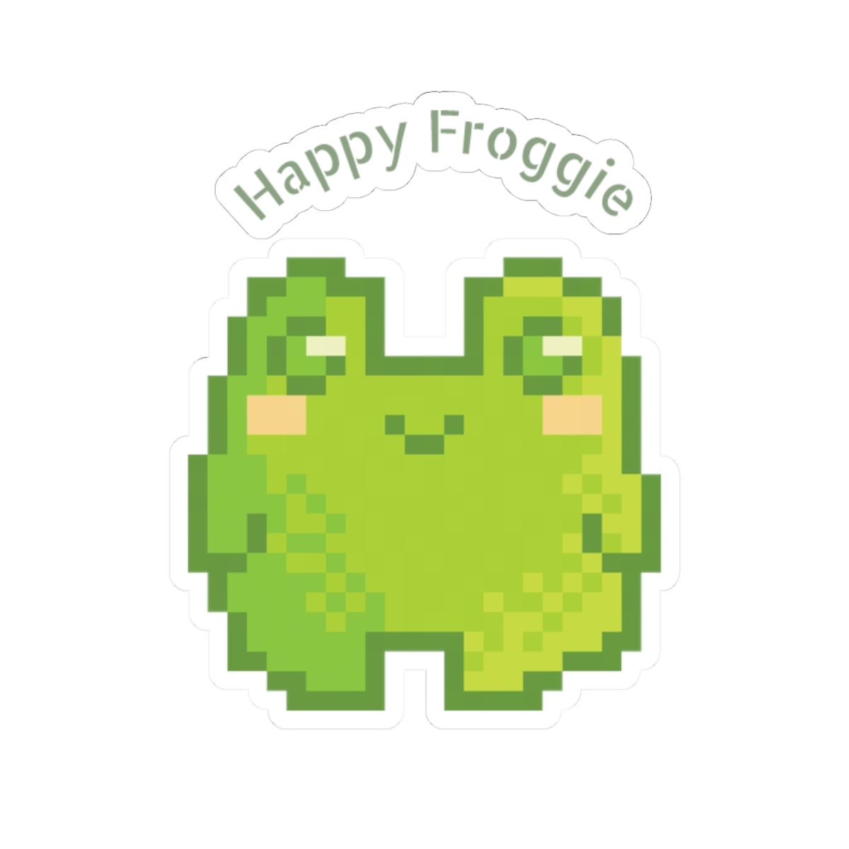 Happy Froggie Kiss-Cut Sticker — Cute Pixel Frog Laptop Decal