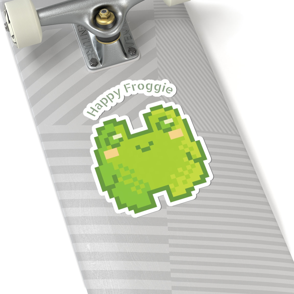 Happy Froggie Kiss-Cut Sticker — Cute Pixel Frog Laptop Decal