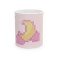 Pixel Moon Ceramic Mug — 'No Time to Sleep' Cute Pastel Aesthetic Coffee Cup (11oz/15oz)