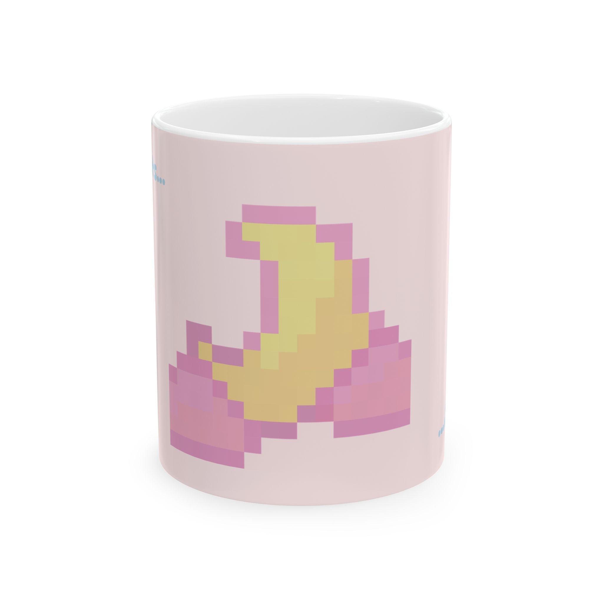 Pixel Moon Ceramic Mug — 'No Time to Sleep' Cute Pastel Aesthetic Coffee Cup (11oz/15oz)
