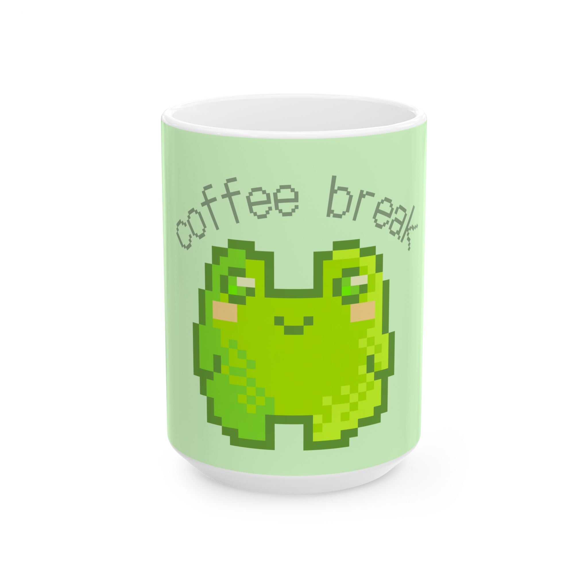 Pixel Frog Coffee Break Mug — Cute Retro Gaming Ceramic Coffee Cup (11oz, 15oz)