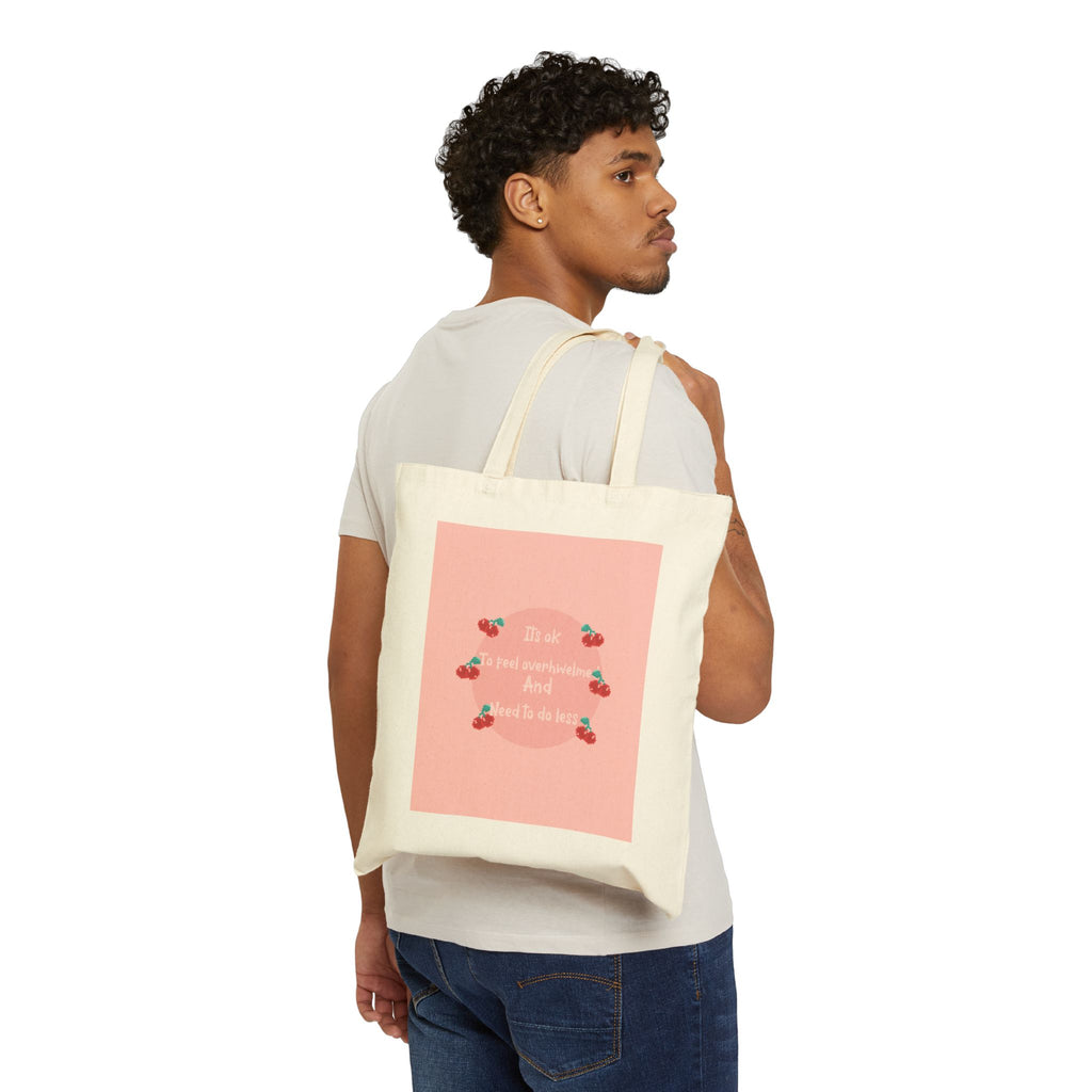 Strawberry Bloom Tote Bag — Cute Pink Floral Canvas Market Tote