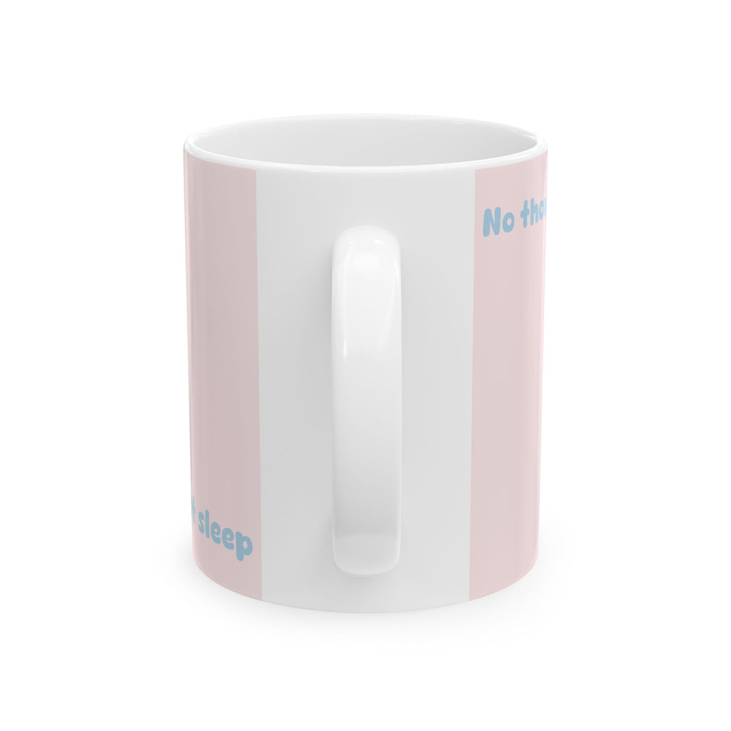 Pixel Moon Ceramic Mug — 'No Time to Sleep' Cute Pastel Aesthetic Coffee Cup (11oz/15oz)