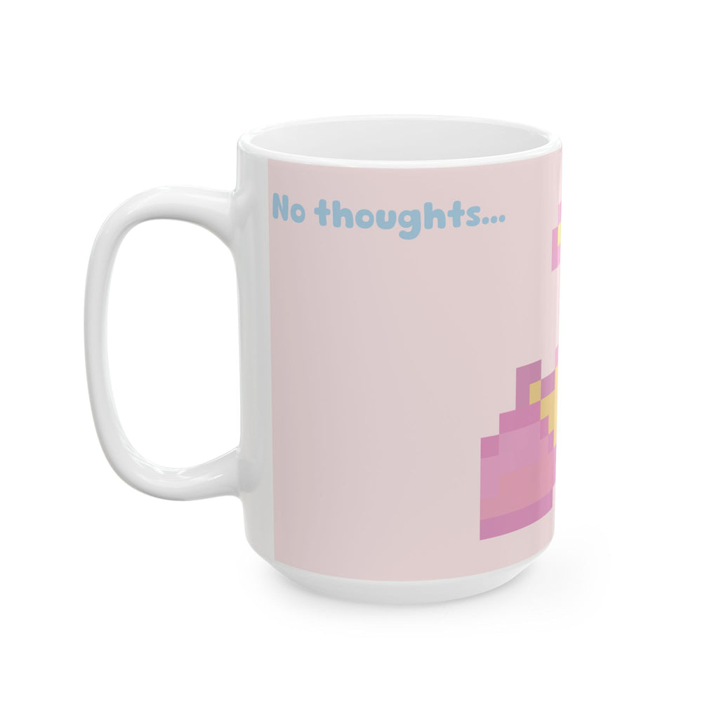 Pixel Moon Ceramic Mug — 'No Time to Sleep' Cute Pastel Aesthetic Coffee Cup (11oz/15oz)