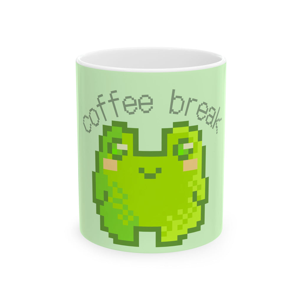 Pixel Frog Coffee Break Mug — Cute Retro Gaming Ceramic Coffee Cup (11oz, 15oz)